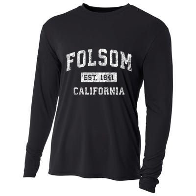 Folsom California Ca Vintage Established Sports Cooling Performance Long Sleeve Crew