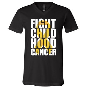 Fight Childhood Cancer Awareness V-Neck T-Shirt