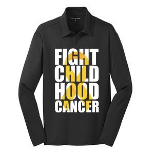 Fight Childhood Cancer Awareness Silk Touch Performance Long Sleeve Polo