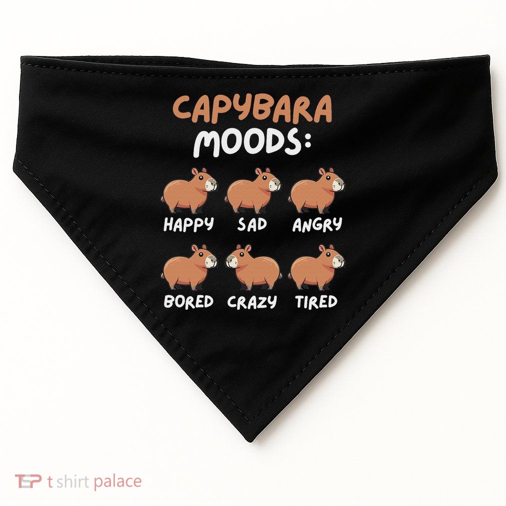 Funny Cute Capybara Moods Children Women USA-Made Doggie Bandana