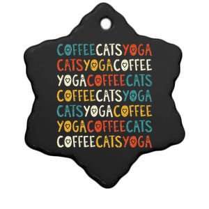 Funny Coffee Cats Kitten Yoga Lovers Ceramic Star Ornament