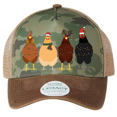 Funny Chicken Christmas Lights Santa Hat Cute Chicken Lover Legacy Tie Dye Trucker Hat