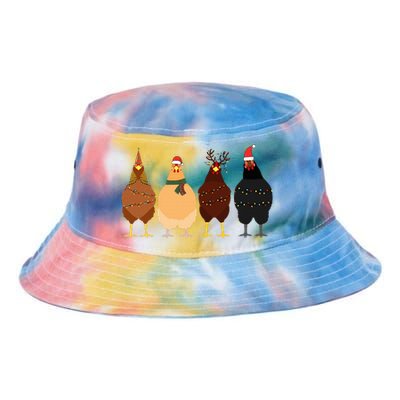 Funny Chicken Christmas Lights Santa Hat Cute Chicken Lover Tie Dye Newport Bucket Hat