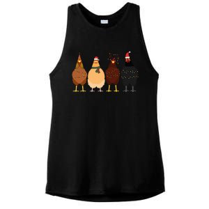 Funny Chicken Christmas Lights Santa Hat Cute Chicken Lover Ladies PosiCharge Tri-Blend Wicking Tank