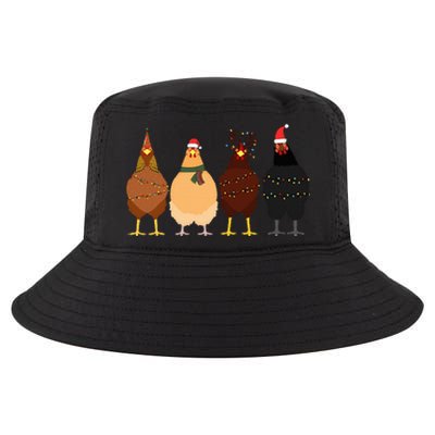 Funny Chicken Christmas Lights Santa Hat Cute Chicken Lover Cool Comfort Performance Bucket Hat