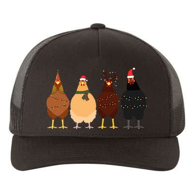 Funny Chicken Christmas Lights Santa Hat Cute Chicken Lover Yupoong Adult 5-Panel Trucker Hat