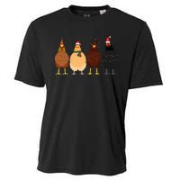 Funny Chicken Christmas Lights Santa Hat Cute Chicken Lover Cooling Performance Crew T-Shirt