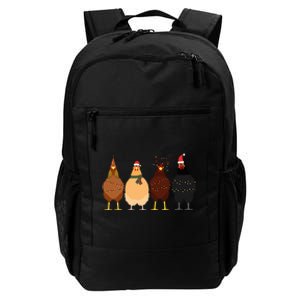 Funny Chicken Christmas Lights Santa Hat Cute Chicken Lover Daily Commute Backpack