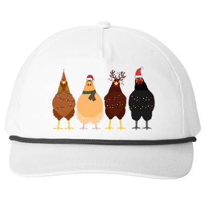 Funny Chicken Christmas Lights Santa Hat Cute Chicken Lover Snapback Five-Panel Rope Hat