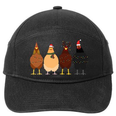 Funny Chicken Christmas Lights Santa Hat Cute Chicken Lover 7-Panel Snapback Hat