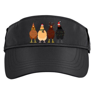 Funny Chicken Christmas Lights Santa Hat Cute Chicken Lover Adult Drive Performance Visor