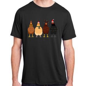 Funny Chicken Christmas Lights Santa Hat Cute Chicken Lover Adult ChromaSoft Performance T-Shirt