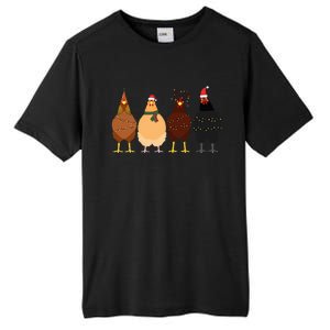 Funny Chicken Christmas Lights Santa Hat Cute Chicken Lover Tall Fusion ChromaSoft Performance T-Shirt