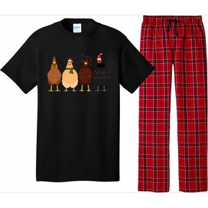 Funny Chicken Christmas Lights Santa Hat Cute Chicken Lover Pajama Set