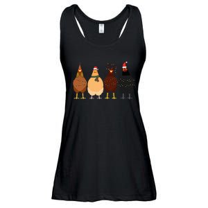 Funny Chicken Christmas Lights Santa Hat Cute Chicken Lover Ladies Essential Flowy Tank