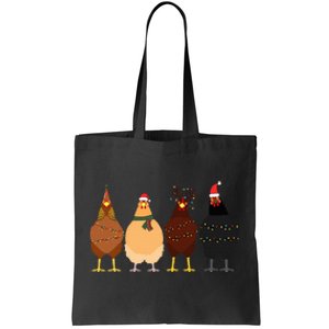 Funny Chicken Christmas Lights Santa Hat Cute Chicken Lover Tote Bag