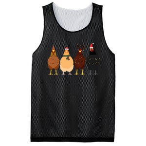 Funny Chicken Christmas Lights Santa Hat Cute Chicken Lover Mesh Reversible Basketball Jersey Tank