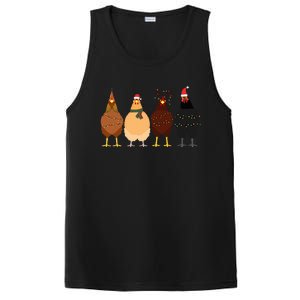 Funny Chicken Christmas Lights Santa Hat Cute Chicken Lover PosiCharge Competitor Tank