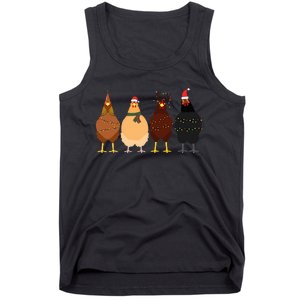 Funny Chicken Christmas Lights Santa Hat Cute Chicken Lover Tank Top