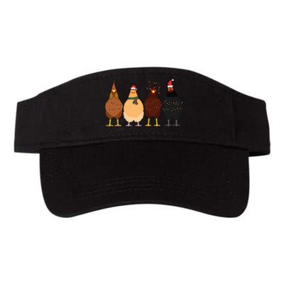 Funny Chicken Christmas Lights Santa Hat Cute Chicken Lover Valucap Bio-Washed Visor