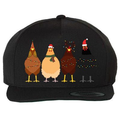 Funny Chicken Christmas Lights Santa Hat Cute Chicken Lover Wool Snapback Cap