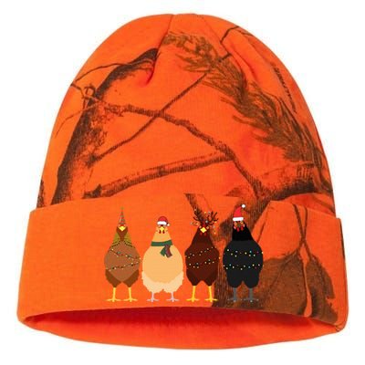 Funny Chicken Christmas Lights Santa Hat Cute Chicken Lover Kati Licensed 12" Camo Beanie