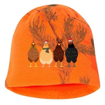 Funny Chicken Christmas Lights Santa Hat Cute Chicken Lover Kati - Camo Knit Beanie