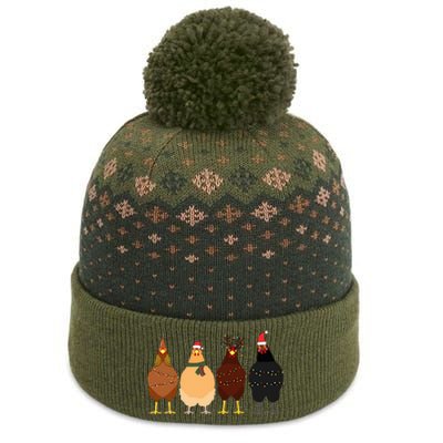 Funny Chicken Christmas Lights Santa Hat Cute Chicken Lover The Baniff Cuffed Pom Beanie