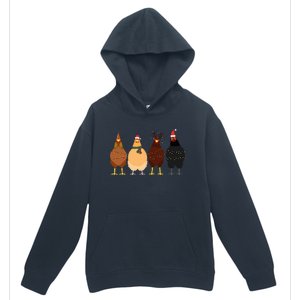 Funny Chicken Christmas Lights Santa Hat Cute Chicken Lover Urban Pullover Hoodie