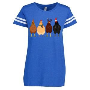 Funny Chicken Christmas Lights Santa Hat Cute Chicken Lover Enza Ladies Jersey Football T-Shirt