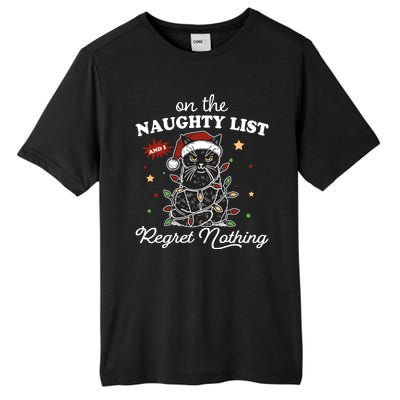 Funny Christmas Cat On The Naughty List And I Regret Nothing Tall Fusion ChromaSoft Performance T-Shirt