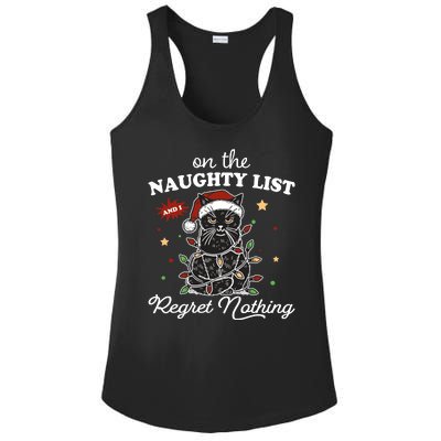 Funny Christmas Cat On The Naughty List And I Regret Nothing Ladies PosiCharge Competitor Racerback Tank