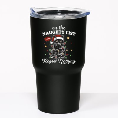 Funny Christmas Cat On The Naughty List And I Regret Nothing Tumbler