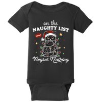 Funny Christmas Cat On The Naughty List And I Regret Nothing Baby Bodysuit