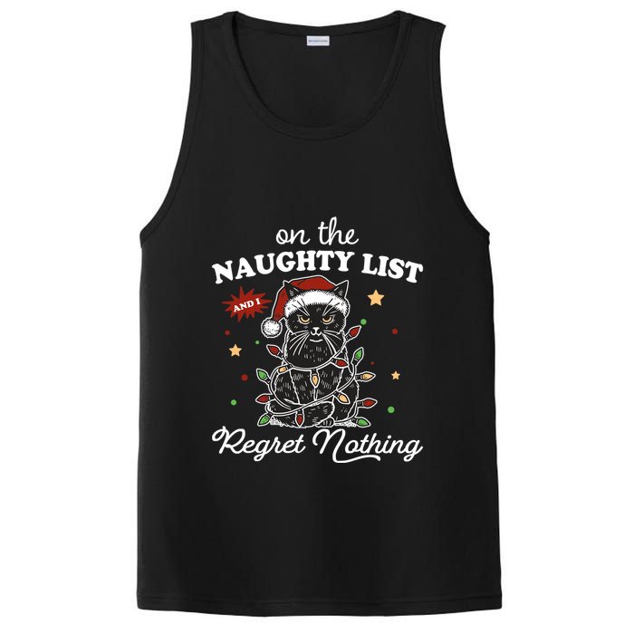 Funny Christmas Cat On The Naughty List And I Regret Nothing PosiCharge Competitor Tank