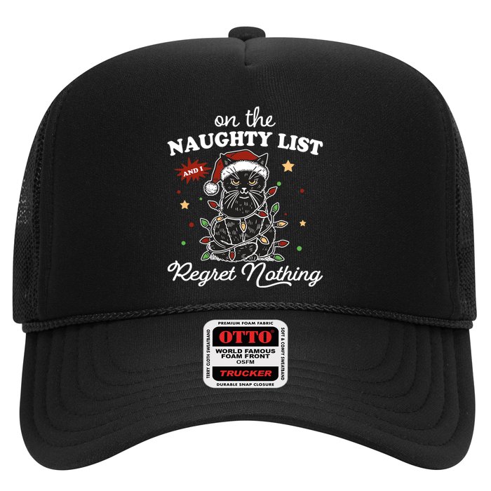 Funny Christmas Cat On The Naughty List And I Regret Nothing Hat
