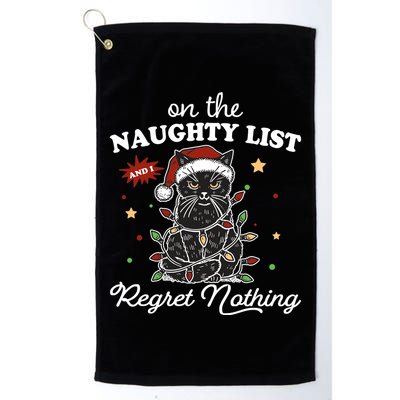 Funny Christmas Cat On The Naughty List And I Regret Nothing Golf Towel