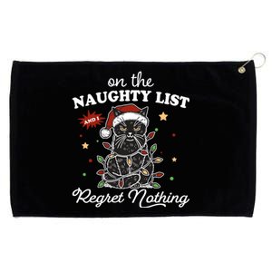 Funny Christmas Cat On The Naughty List And I Regret Nothing Grommeted Golf Towel