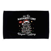 Funny Christmas Cat On The Naughty List And I Regret Nothing Microfiber Hand Towel