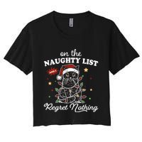 Funny Christmas Cat On The Naughty List And I Regret Nothing Crop Top