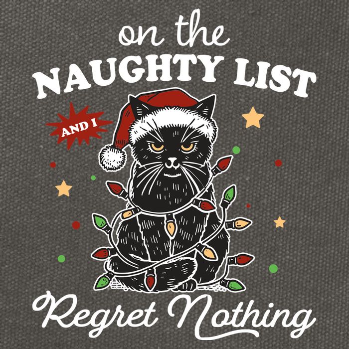 Funny Christmas Cat On The Naughty List And I Regret Nothing Cotton Canvas Backpack