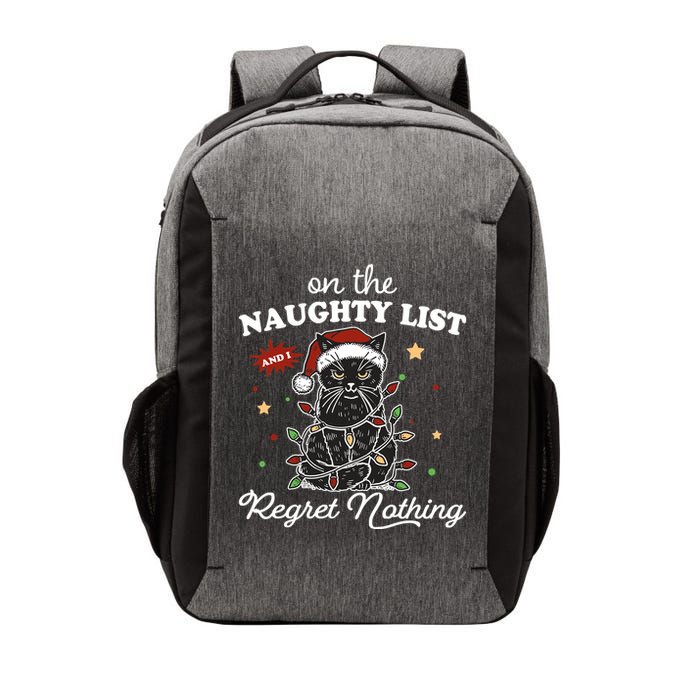 Funny Christmas Cat On The Naughty List And I Regret Nothing Vector Backpack