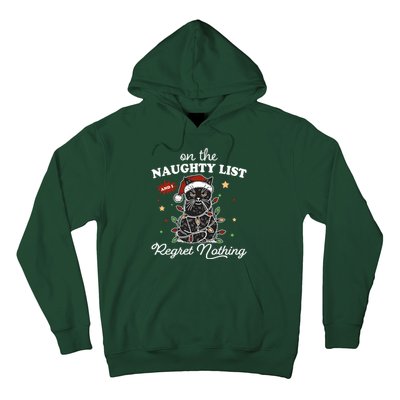 Funny Christmas Cat On The Naughty List And I Regret Nothing Hoodie