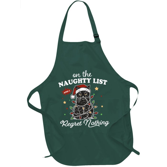 Funny Christmas Cat On The Naughty List And I Regret Nothing Apron