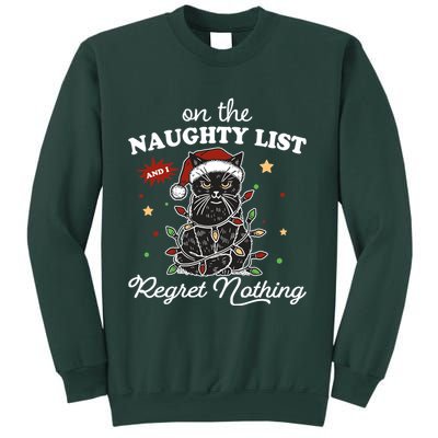 Funny Christmas Cat On The Naughty List And I Regret Nothing Sweatshirt