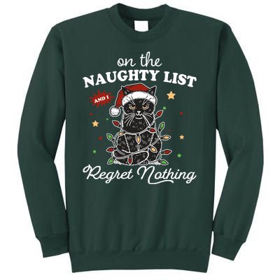 Funny Christmas Cat On The Naughty List And I Regret Nothing Sweatshirt