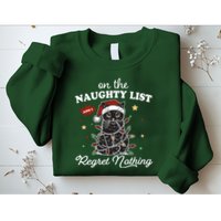 Funny Christmas Cat On The Naughty List And I Regret Nothing Sweatshirt
