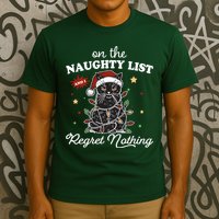 Funny Christmas Cat On The Naughty List And I Regret Nothing T-Shirt