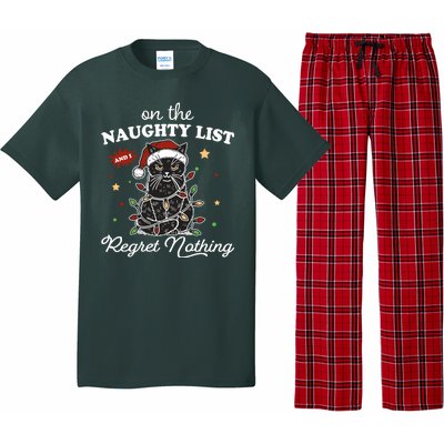 Funny Christmas Cat On The Naughty List And I Regret Nothing Pajama Set