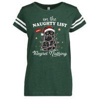 Funny Christmas Cat On The Naughty List And I Regret Nothing Enza Ladies Jersey Football T-Shirt